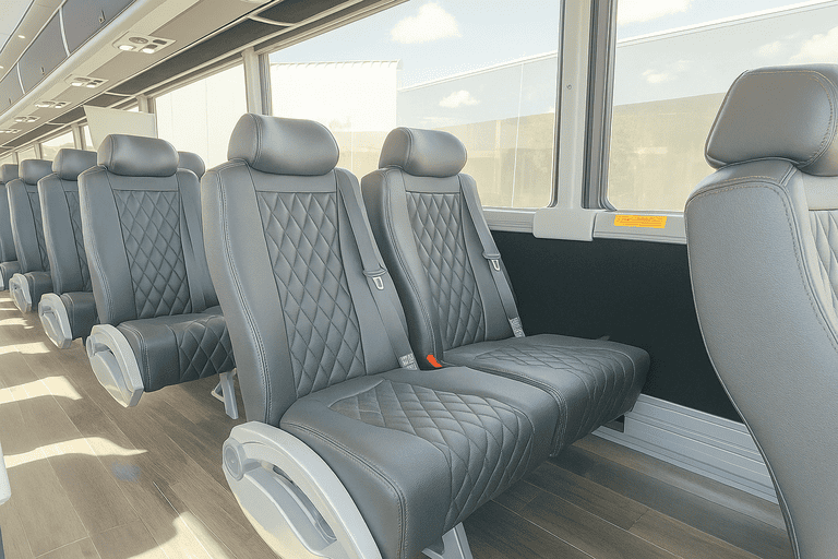 interior of Huntington Beach Shuttle Bus Rentals charter bus